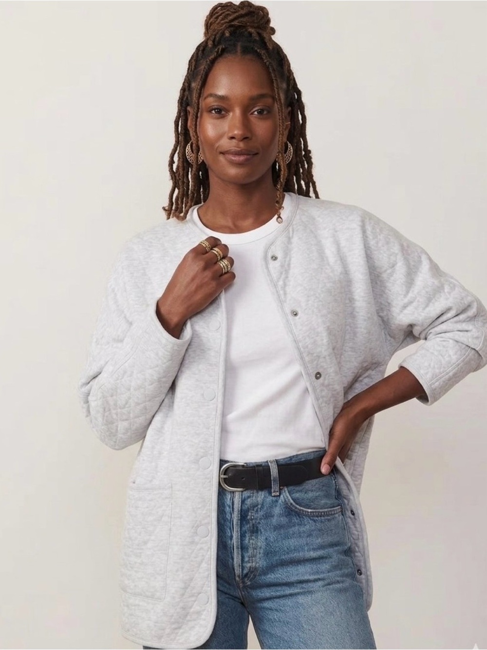 Marine Layer Corbet Quilted Liner Jacket Gray Heather Medium M NWT Collarless